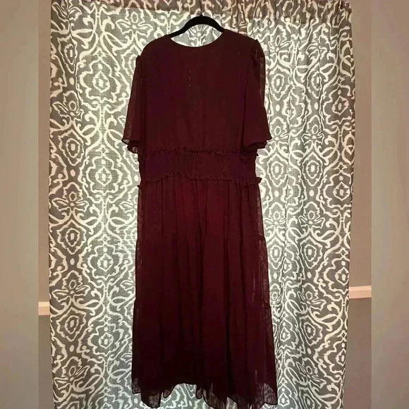New Taylor Smocked Waist Dark Red Maxi Dress Size 14W - Picture 7 of 7